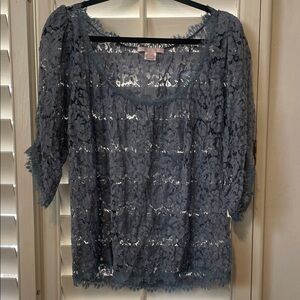 Rebecca Taylor Charcoal Lace Blouse